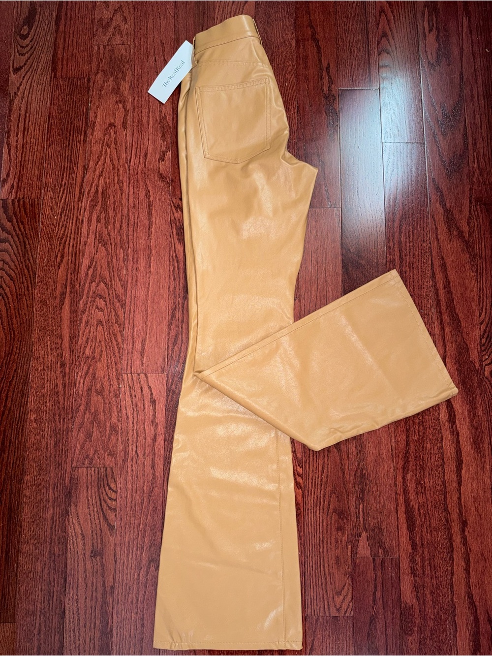 Veronica Beard Camel faux Leather Flare Pants